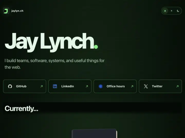 The current jaylyn.ch homepage