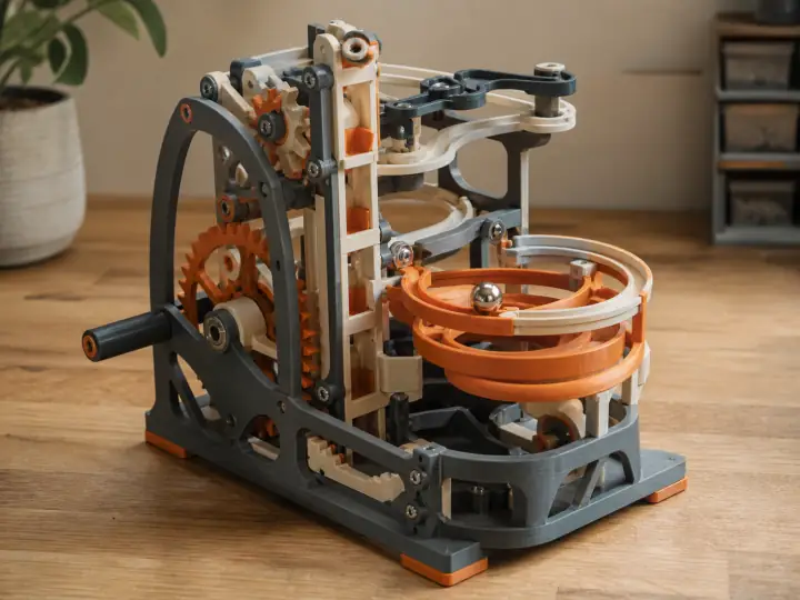 A hand-cranked modular 3D-printed marble machine